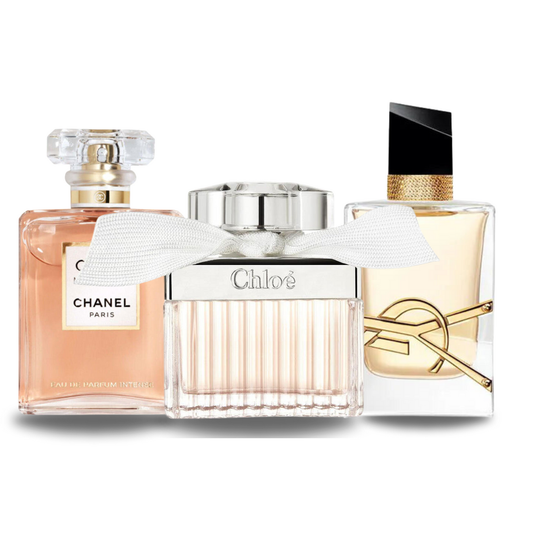Combo di 3 profumi: Coco Mademoiselle di Chanel, Libre di Yves Saint Laurent e Chloé di Chloé da 100 ml