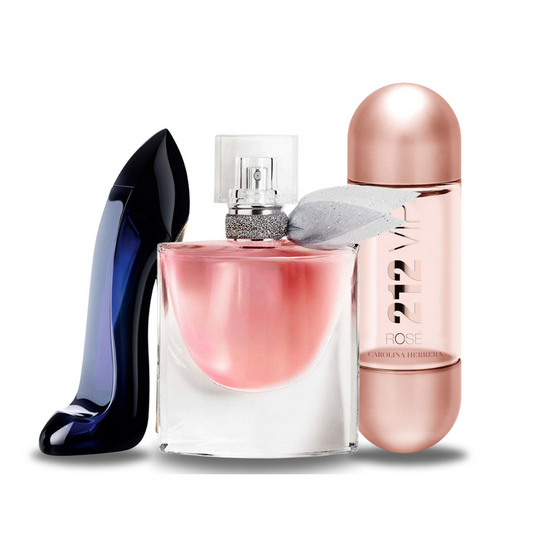 Combo di 3 profumi: Good Girl e 212 VIP Rosé di Carolina Herrera, La Vie Est Belle di Lancôme da 100 ml